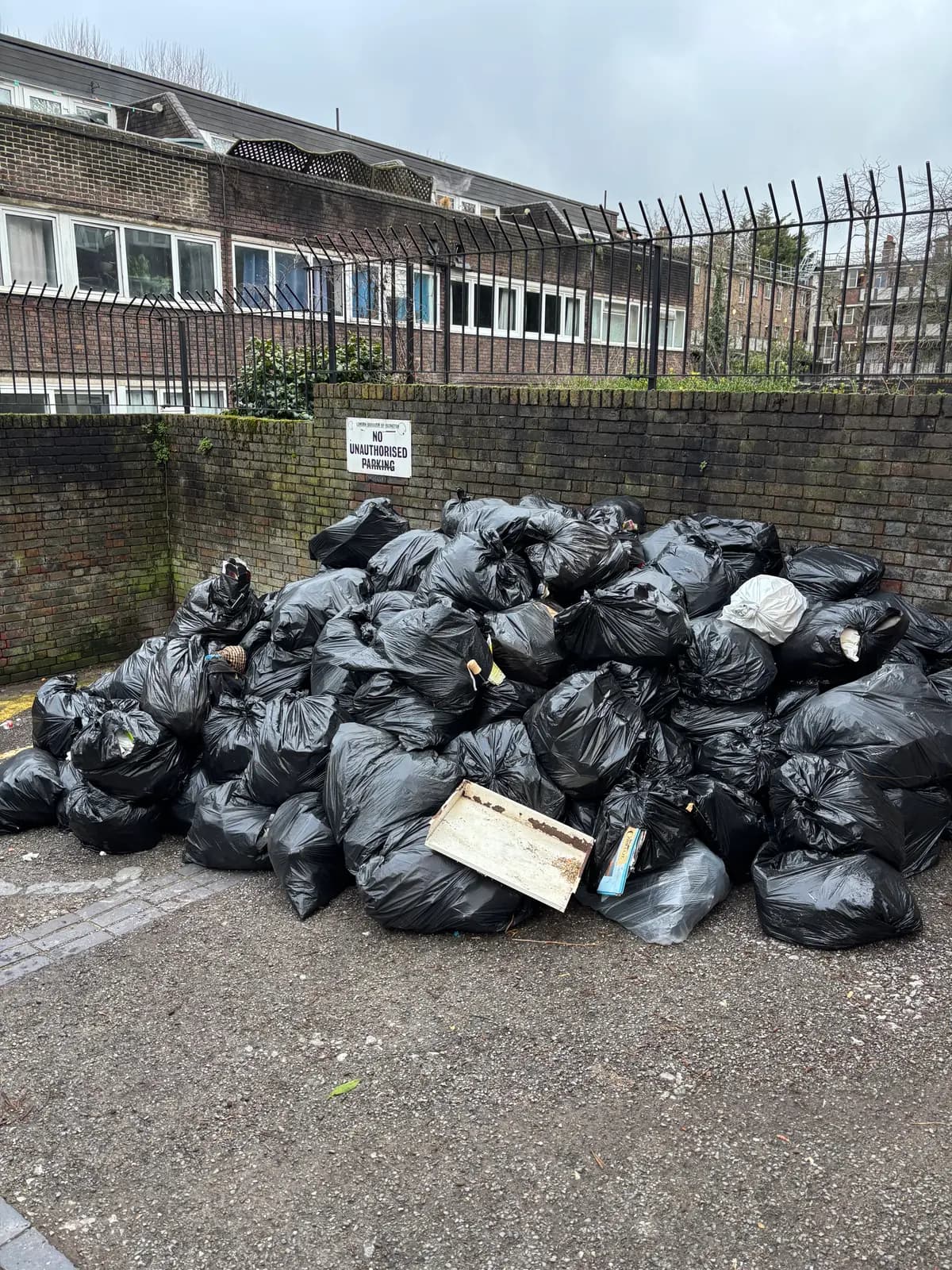 Before bagged waste collection waste removal — cluttered space